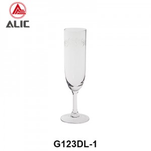 Handmade Champagne Flute Glass with laser-engraved pine needle pattern  150ml G123DL-1