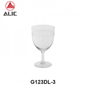 Handmade White Wine Glass Goblet with laser-engraved pine needle pattern 320ml G123DL-3