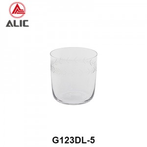 Handmade DOF Lowball Glass Whisky Glass Tumbler with laser-engraved pine needle pattern  320ml G123DL-5