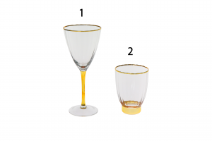 Handmade Wine Glass Goblet Tumbler set with gold rim and gold stem or bottom G123DN