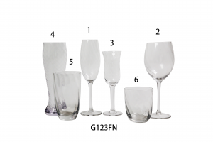 Handmade Glass in spiraling optic effect Collection Wine & Champagnet Goblet Beer Glass & Highball Lowball tumbler G123FN