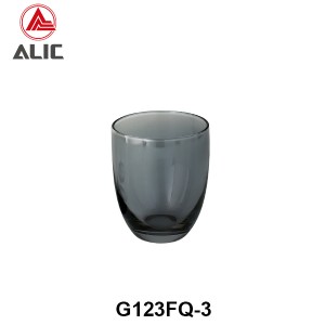 Handmade Lowball Glass Tumbler in smoke color G123FQ-3