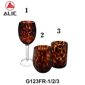 Amber Tortoise Shell Exotic Leopard Spotted Hand Blown Glasses Set – G123FR-1/2/3