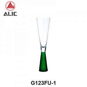 Handmade Fancy Champagne Flute Glass Goblet with green color stem G123FU-1