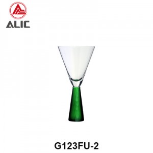 Handmade Fancy Wine Glass Cocktail Martini Goblet with green color stem G123FU-2