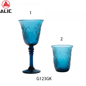 Handmade Tumbler with nature glass color in molded pattern 330ml G123GK-2