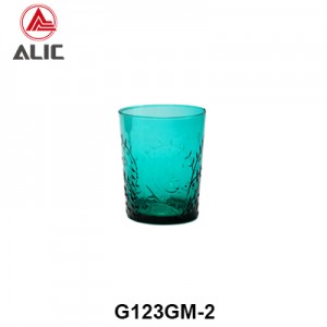 Handmade Tumbler in nature glass color with molded pattern 340ml G123GM-2