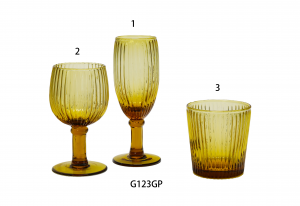 Handmade Honey color Collection Wine and Champagne Goblet & Lowball or tumbler in stripe style G123GP
