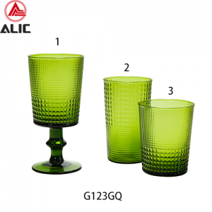 Handmade Wine glass Goblet HB DOF set in nature color glass G123GQ