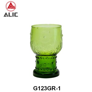 Handmade Vintage Wine Glass Goblet in nature green color glass 430ml suitable for soft drinks G123GR-1