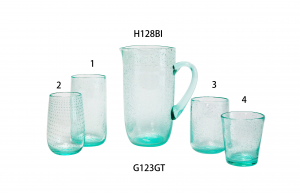 Handmade Glass Set Jug/Pitcher Tumbler in nature glass mint color G123GT