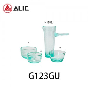 Handmade Glass Set Jug/Pitcher Bowl in nature glass mint green color G123GU