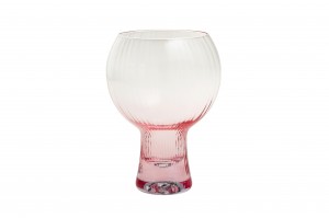 Handmade Glass Collection in stripe optic effect with pink color painting Vase/ Wine/ Champagne Flute /Stemless Wine / Goblet/ Cocktail Shacker G123GY