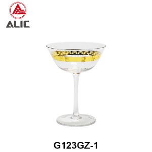Lead Free High Quality with Gold Band Decal Red Wine Glass Goblet G123GZ-1