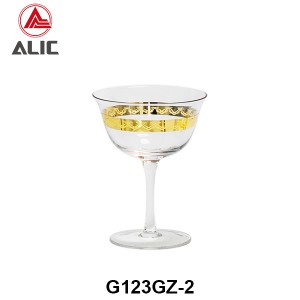 Lead Free High Quality with Gold Band Decal White Wine Glass Goblet G123GZ-2