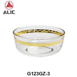 Lead Free High Quality with Gold Band Decal Glass Bowl G123GZ-3