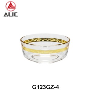 Lead Free High Quality with Gold Band Decal Glass Bowl G123GZ-4