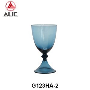 Handmade Unique shape White Wine Glass Goblet in nature color glass G123HA-2