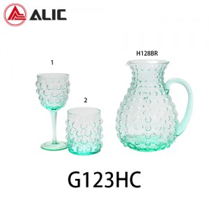 Handmade Glass Set Jug/Pitcher Wine Glass/Goblet and DOF/Tumbler in nature glass mint color G123HC