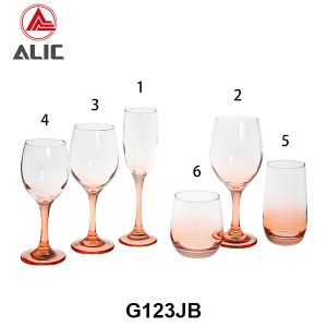 Machine made Glass collection wine & Champagne goblet & Highball Lowball in coral color G123JB