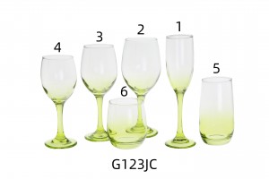 Machine made Glass collection wine & Champagne goblet & Highball Lowball in chartreuse color  G123JC