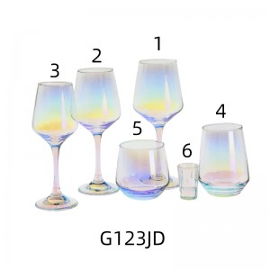 Machine made Glass collection wine & Champagne goblet & Highball Lowball & shot glass in iridescent color G123JD