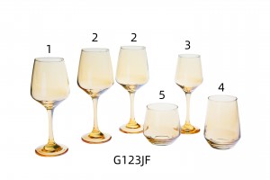 Machine made Glass collection wine & Champagne goblet & Highball Lowball in amber color G123JF