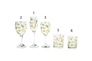 Machine made Glass collection wine & Champagne goblet Lowball DOF with leaf decal G123JG