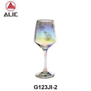 Best Selling Wine Glass Goblet with lovely seashell decal in iridescent color 360ml G123JI-2