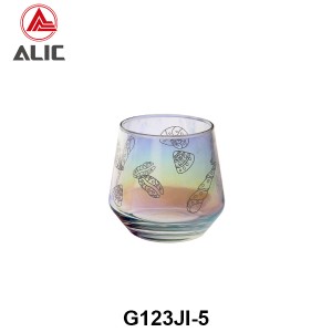 Best Selling Tumbler DOF Whisky Lowball with lovely seashell decal in iridescent color 370ml G123JI-5