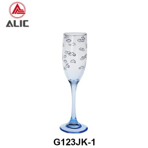Best Selling Lovely Champagne Flute Glass Goblet with cloud decal and blue bottom G123JK-1