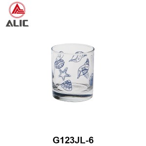 Hotsale Whisky Glass DOF Lowball Tumbler suitable for soft drink with seashell decal 210ml G123JL-6