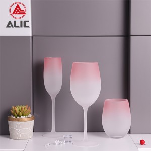 Hand Blown Red Wine Glass Goblet 520ml G123KH-A2 matt finish with pink color 520ml