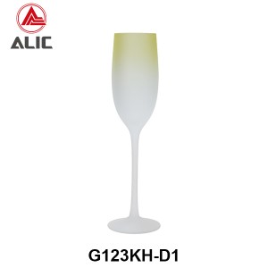 Lead Free High Quantity Painted Matt Mustard Color Champagne Flute Glass G123KH-D1 200ml