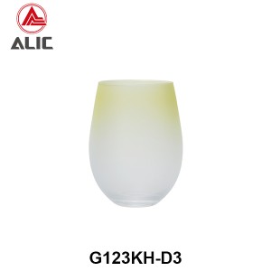 Lead Free High Quantity Painted in Matt Mustard Color Stemless Wine Glass Goblet G123KH-D3 480ml