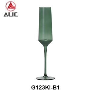 Lead Free High Quantity Hand Painted Pine Green Color Champagne Flute  G123KI-B1 180ml