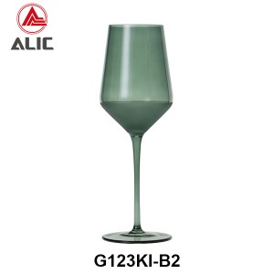 Lead Free High Quantity Hand Painted Moss Green Color Red Wine Glass Goblet  G123KI-B2 450ml