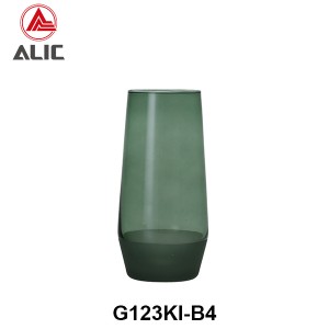 Lead Free High Quantity Hand Painted Pine Green Color Highball Glass Tumbler  G123KI-B4 500ml