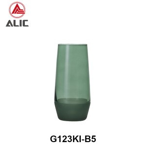 Lead Free High Quantity Hand Painted Pine Green Color Highball Glass Tumbler  G123KI-B5 300ml