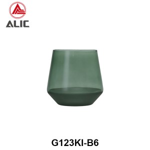 Lead Free High Quantity Hand Painted Pine Green Color DOF Glass Tumbler  G123KI-B6 350ml