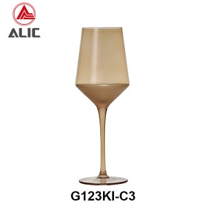 Lead Free High Quantity Hand Painted Amber Color White Wine Glass Goblet  G123KI-C3 360ml