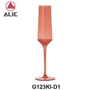 Lead Free High Quantity Hand Painted Orange Color Champagne Flute  G123KI-D1 180ml