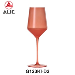 Lead Free High Quantity Hand Painted Orange Color Red Wine Glass Goblet  G123KI-D2 450ml