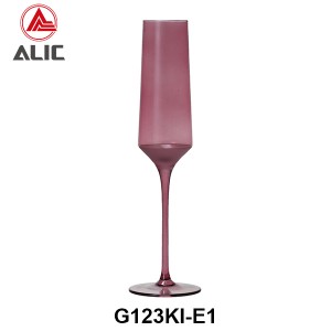 Lead Free High Quantity Hand Painted Purple Color Champagne Flute  G123KI-E1 180ml
