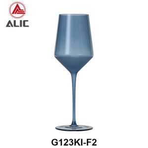 Lead Free High Quantity Hand Painted Blue Perennial Color Red Wine Glass Goblet  G123KI-F2 450ml