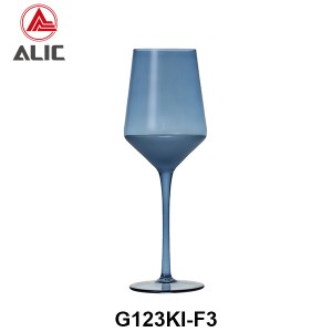Lead Free High Quantity Hand Painted Blue Perennial Color White Wine Glass Goblet  G123KI-F3 360ml