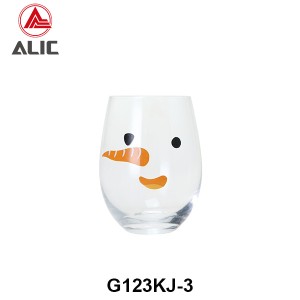 New Christmas style Hand Blown Stemless Wine Glass 350ml G123KJ-3 for gift and party