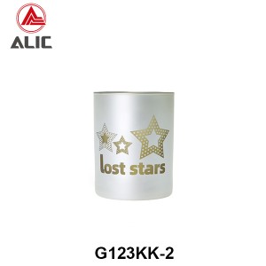 New Arrival Candle Glass Set G123KK-2 with star decal and matt finishing