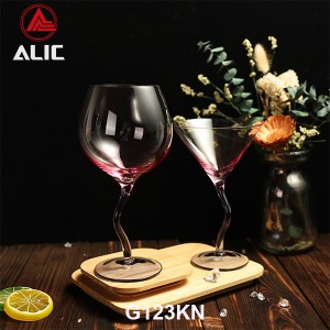 New style Lead Free Hand Blown Distorted Stem Gin Balloon Wine Glass Goblet 520ml G123KN-4