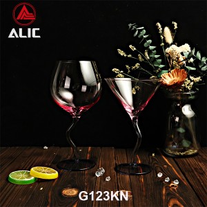 New style Lead Free Hand Blown Distorted Stem Gin Balloon Wine Glass Goblet 520ml G123KN-4